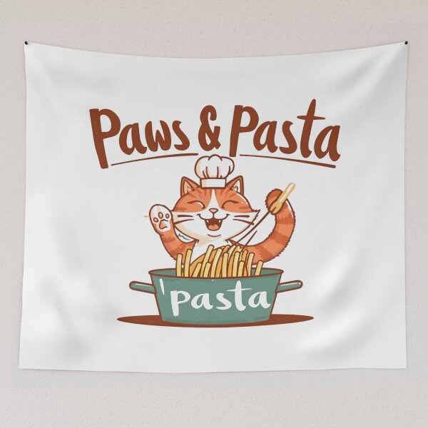 Item preview, Feline Feast Fiesta: 'Paws & Pasta' designed and sold by AI-Only Creations.