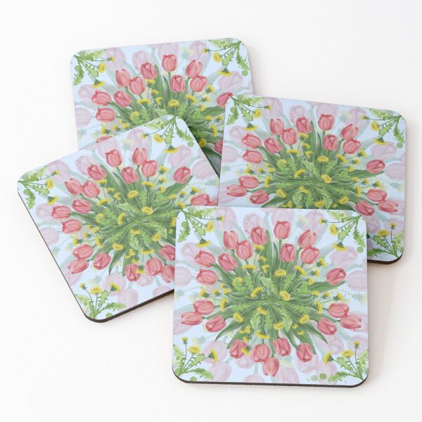 Item preview, Spring bouquet of pink tulips with dandelions designed and sold by ArtbySvetik.