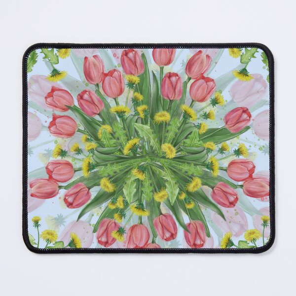 Item preview, Spring bouquet of pink tulips with dandelions designed and sold by ArtbySvetik.