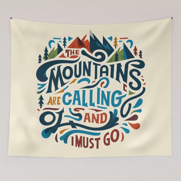 Item preview, the mountains are calling and i must go, typography designed and sold by maxmaj.