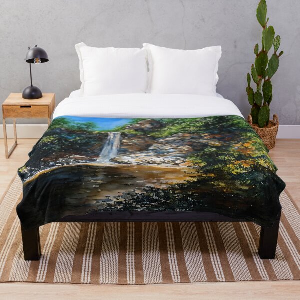 Item preview, Encantador oasis en cascada pintado a mano en vivos tonos veraniegos designed and sold by Delemore Art.