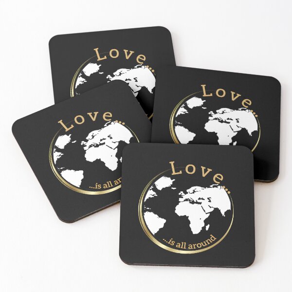Item preview, Love is all around - design with gold and black globe designed and sold by Klickkunstwerke.