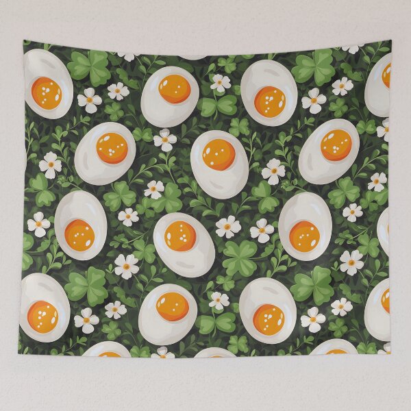 Item preview, Luck on Your Plate: Fried Eggs with Clover Charm designed and sold by PixelCatalyst.