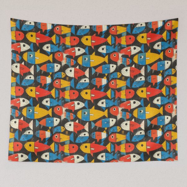 Item preview, Colorful fish pattern drawing  designed and sold by FloralZoo.