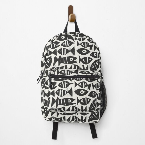 Item preview, Black and white abstract fish pattern designed and sold by FloralZoo.
