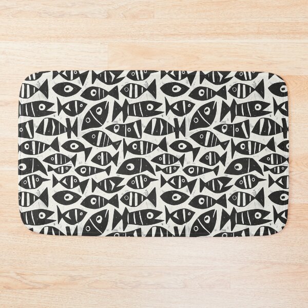 Item preview, Black and white abstract fish pattern designed and sold by FloralZoo.