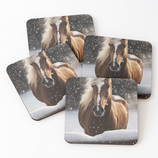 Item preview, Brown Horse with Flaxen Mane in the Snow designed and sold by Stephanie Laird.
