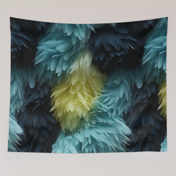 Item preview, Blue Yellow and Black Fuzzy Furry feathers (8) designed and sold by Reichcorp.
