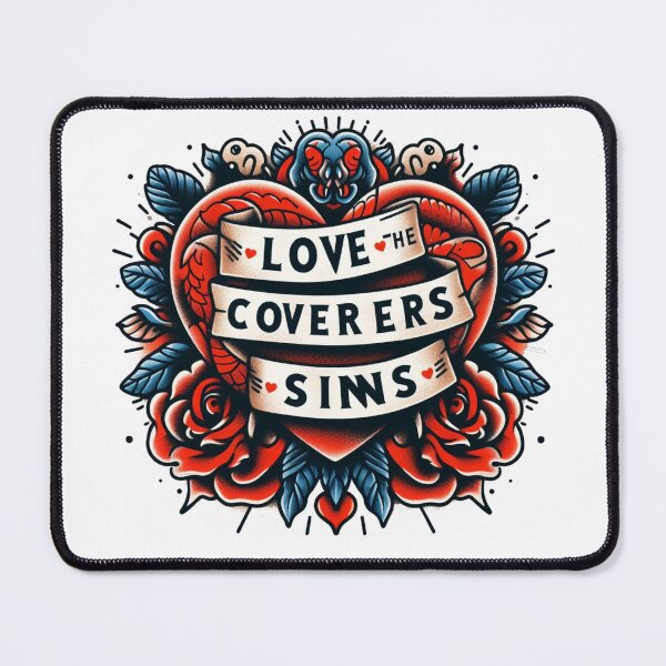 Item preview, 'Love covers all sins' in the center of a red heart" designed and sold by PaintMeWorld.