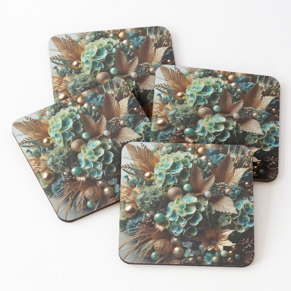 Item preview, Hydrangea Posie in Sea Green & Gold (1) designed and sold by Gen-Whimsy.