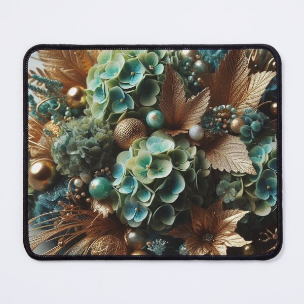 Item preview, Hydrangea Posie in Sea Green & Gold (1) designed and sold by Gen-Whimsy.