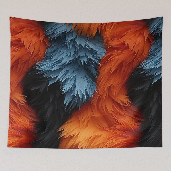 Item preview, Orange Blue and Black Fuzzy Furry Feathers (1) designed and sold by Reichcorp.