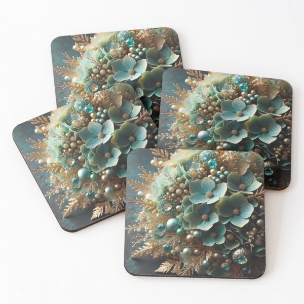 Item preview, Hydrangea Posie in Sea Green & Gold (2) designed and sold by Gen-Whimsy.