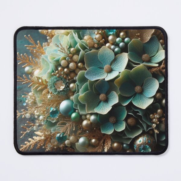 Item preview, Hydrangea Posie in Sea Green & Gold (2) designed and sold by Gen-Whimsy.