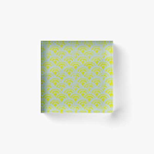 Item preview, Delicate waves duck egg blue on chartreuse  designed and sold by LisaLeQuelenec.