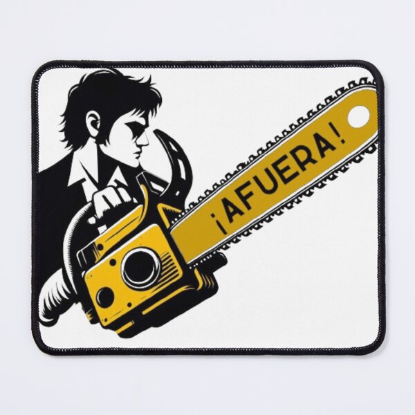Item preview, Javier Milei profile with afuera! chainsaw designed and sold by SilverFrog.