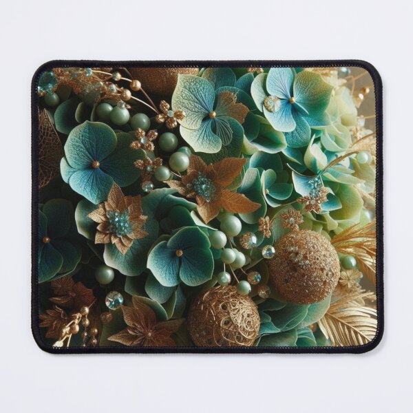 Item preview, Hydrangea Posie in Sea Green & Gold (3) designed and sold by Gen-Whimsy.