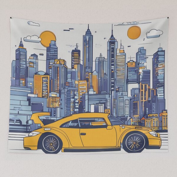 Item preview, Cool city drawing with car designed and sold by TrendShopToday.