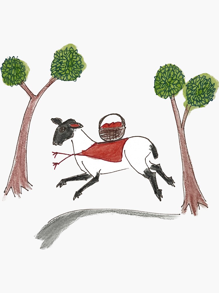 Thumbnail 3 of 3, Sticker, Little Red Riding Lamb designed and sold by caitlinhburke.