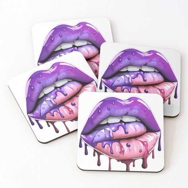 Item preview, Sublimación de beso goteante de labios fruncidos morados y rosados designed and sold by VisionaryV2.