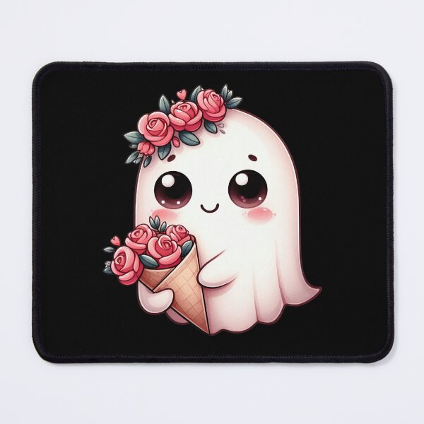 Item preview, Cute Kawaii Ghost Heart with Flowers Valentines Day designed and sold by darkskydelights.