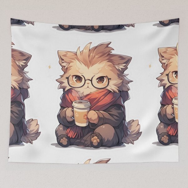 Item preview, Cute Kitty Drinking Coffee designed and sold by GrooveGrip.