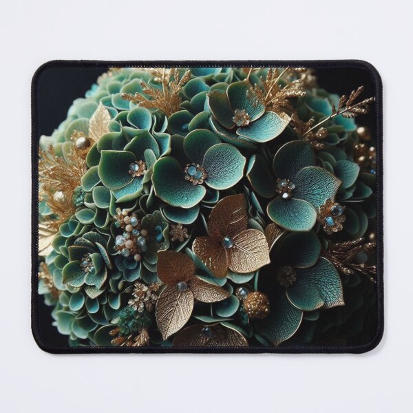 Item preview, Hydrangea Posie in Sea Green & Gold (4) designed and sold by Gen-Whimsy.