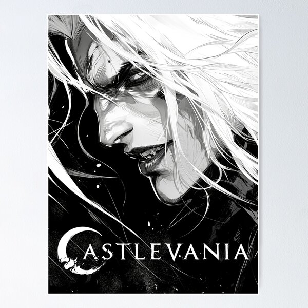 Item preview, Castlevania TV Series Alucard Fan Art Minimalist Black & White designed and sold by PrintShangri-La.