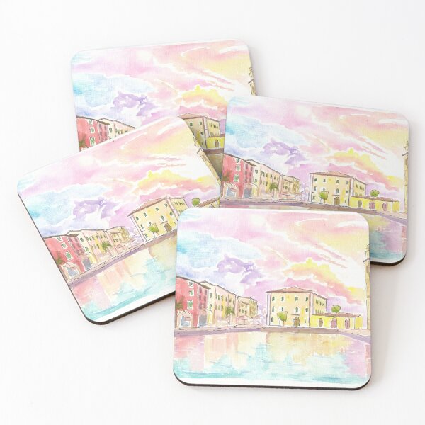 Item preview, View of Porto Vecchio Lazise with Clouds and Sun designed and sold by artshop77.