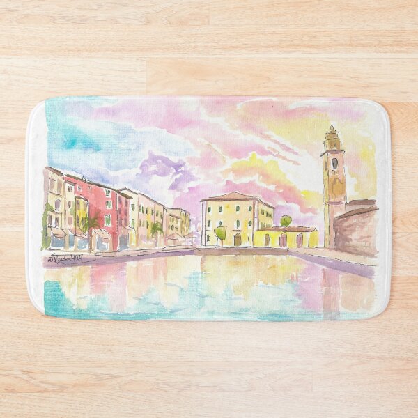Item preview, View of Porto Vecchio Lazise with Clouds and Sun designed and sold by artshop77.