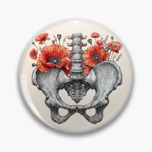 Item preview, Botanical poppies anatomy pelvic Feminism, physical therapy gifts, female bones of the pelvic designed and sold by Collagedream.