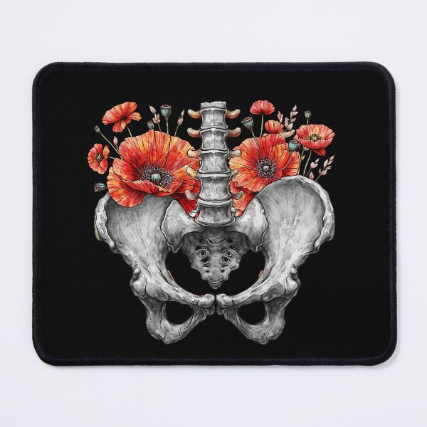 Item preview, Botanical poppies anatomy pelvic Feminism, physical therapy gifts, female bones of the pelvic designed and sold by Collagedream.