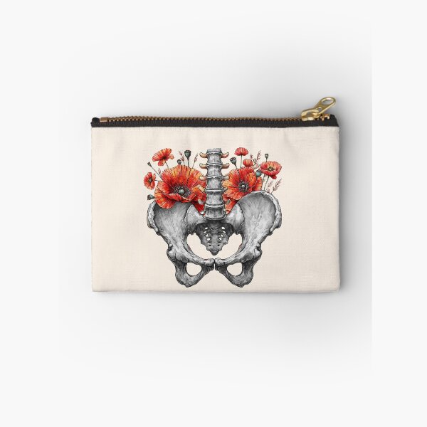 Item preview, Botanical poppies anatomy pelvic Feminism, physical therapy gifts, female bones of the pelvic designed and sold by Collagedream.