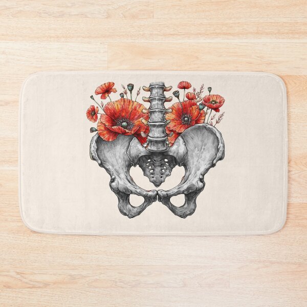 Item preview, Botanical poppies anatomy pelvic Feminism, physical therapy gifts, female bones of the pelvic designed and sold by Collagedream.
