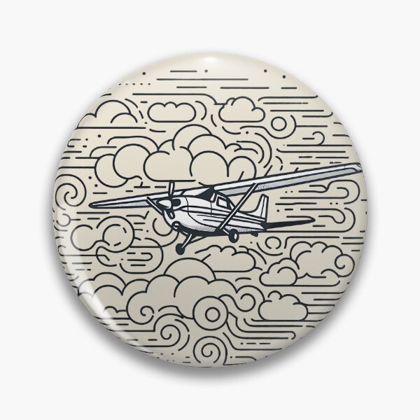 Item preview, Adventure Awaits - Classic Propeller Plane Over Clouds Line Art designed and sold by MnDShirts.