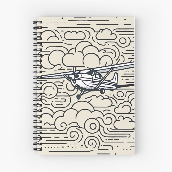 Item preview, Adventure Awaits - Classic Propeller Plane Over Clouds Line Art designed and sold by MnDShirts.
