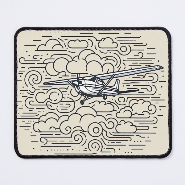 Item preview, Adventure Awaits - Classic Propeller Plane Over Clouds Line Art designed and sold by MnDShirts.
