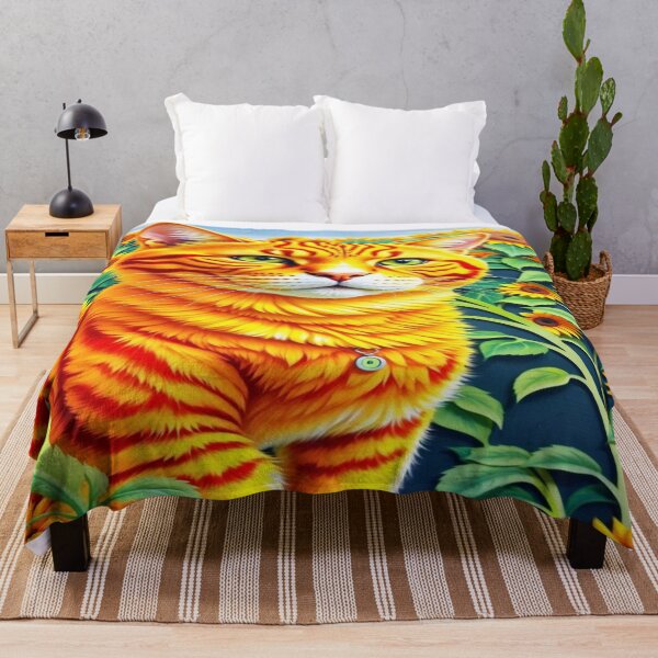 Item preview, Playful Orange Cat Basking in Sunflower Bliss designed and sold by dimaxstore.