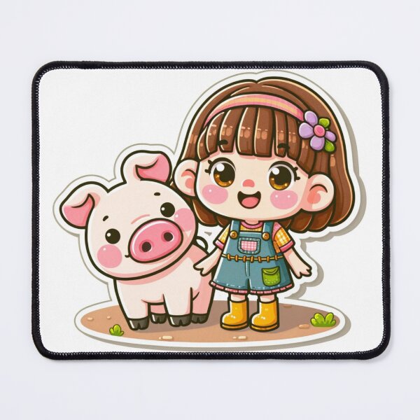 Item preview, Joyful Girl & Pig Nursery Art Die -Cut Sticker designed and sold by mymagicstoreus.
