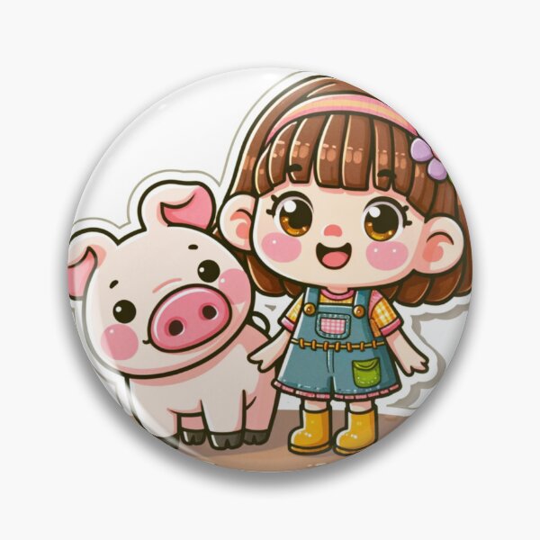 Item preview, Joyful Girl & Pig Nursery Art Die -Cut Sticker designed and sold by mymagicstoreus.