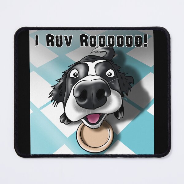 Item preview, Border Collie “I Ruv Roooooo!” Dog Cartoon designed and sold by Tea&Zoomies.