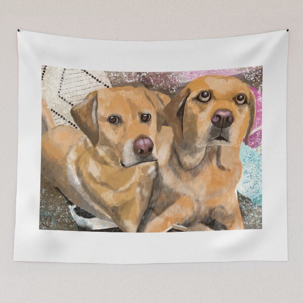 Item preview, Twin Golden Retriever dogs share a picture perfect moment designed and sold by mazarte.