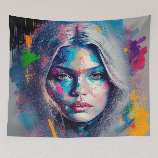 Item preview, Vibrant Female Portrait: An oil painting full of color and emotion designed and sold by FotoworldEdel.