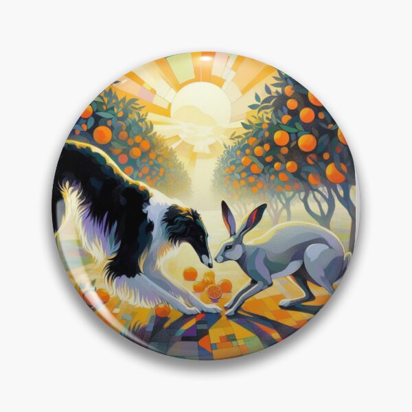 Item preview, Borzoi and a hare in orange grove  designed and sold by Gorneault.