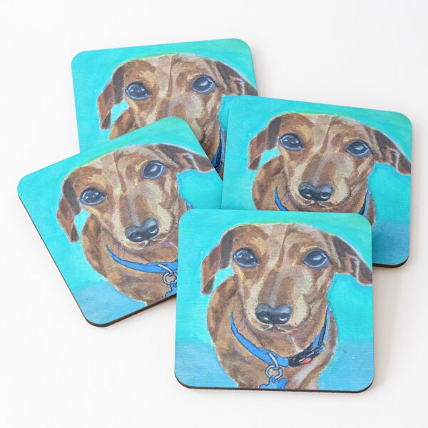 Scout the Mini Dachshund #1 by Jane B. Coasters (Set of 4)