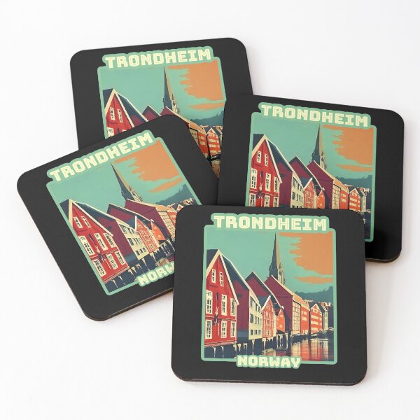 Item preview, Vintage retro Architectural landscape of Trondheim, Norway. Beautiful travel design. designed and sold by Unitepeople.