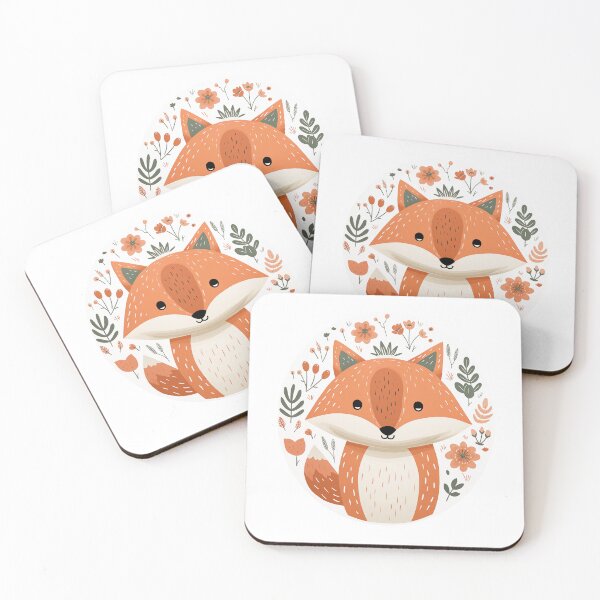 Item preview, Cute Fox with Flowers designed and sold by Anicue.