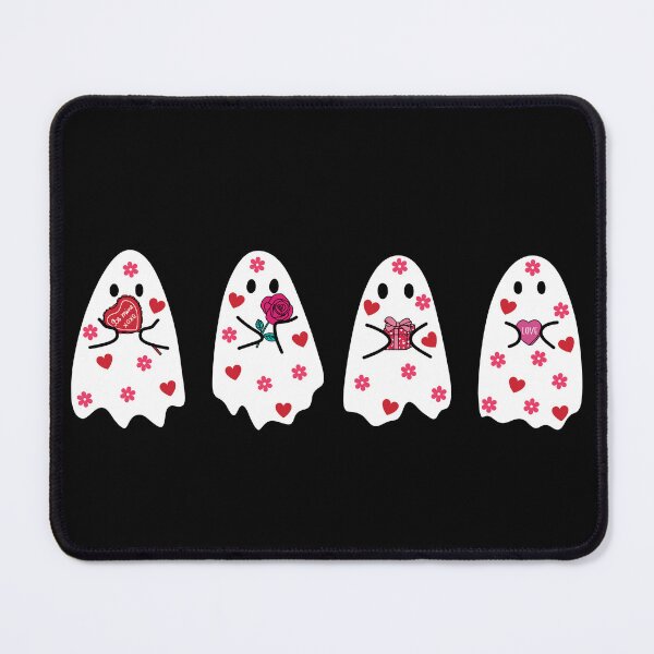 Item preview, Valentine's Day Cute White Ghosts Hearts and Flowers designed and sold by darkskydelights.
