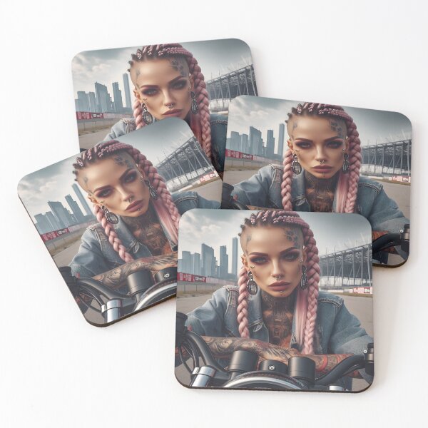Item preview, Beautiful tattoo lady on a motorcycle. designed and sold by ModernVibeStyle.