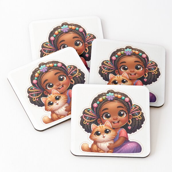 Item preview,  Joyful African American Girl And Her Cat Nursery Art Die -Cut Sticker designed and sold by mymagicstoreus.